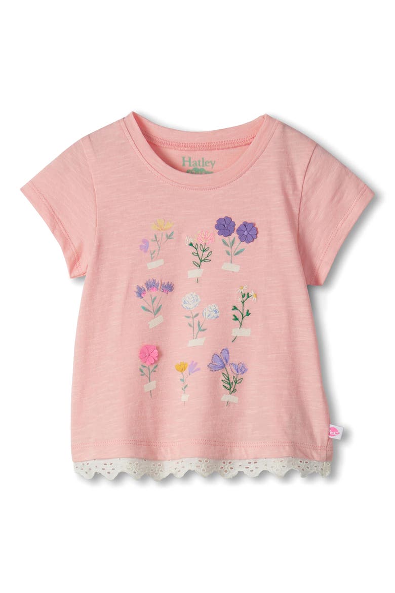 Kids' Blossom Eyelet Cotton T-Shirt & Terry Shorts Set, Alternate, color, PINK
