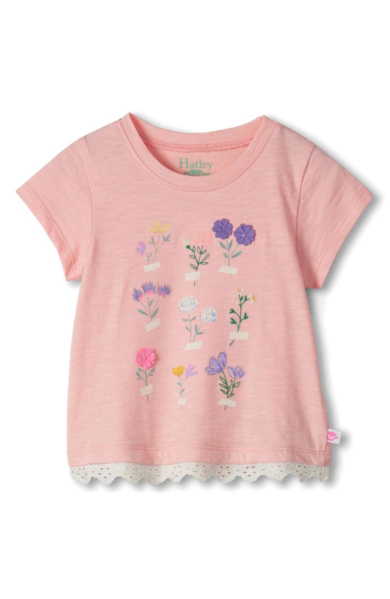 Hatley Kids' Blossom Eyelet Cotton T-Shirt & Terry Shorts Set, Alternate, color, Pink