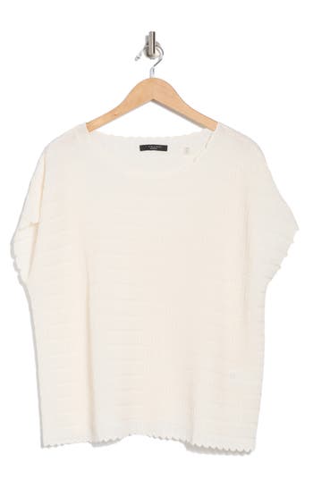 T Tahari Boat Neck Cap Sleeve Top In Neutral