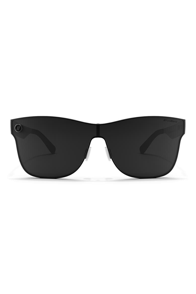Metal Millenia Polarized Shield Sunglasses, Main, color, JET BLACK