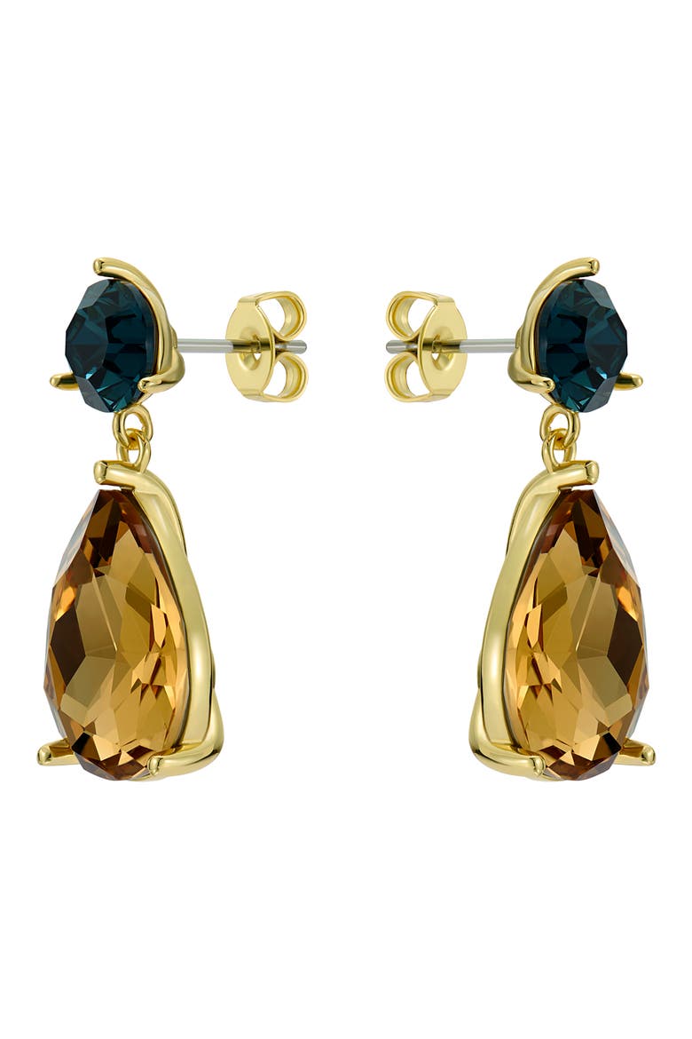 Teaire Crystal Drop Earrings, Alternate, color, GOLD TONE / DARK BLUE / TOPAZ
