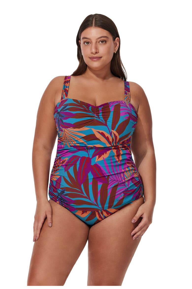 Plantopia Plus Size Tankini Top, Alternate, color, Multi-Teal