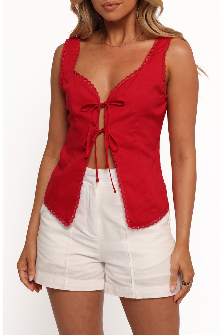Renn Tie Front Sleeveless Top, Main, color, RED
