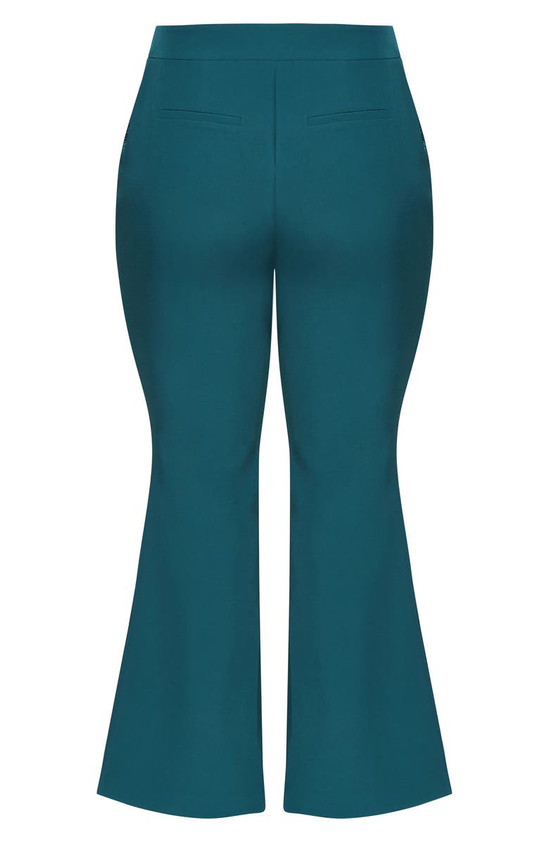 City Chic Vienna High Waist Flare Pants, Alternate, color, Jade