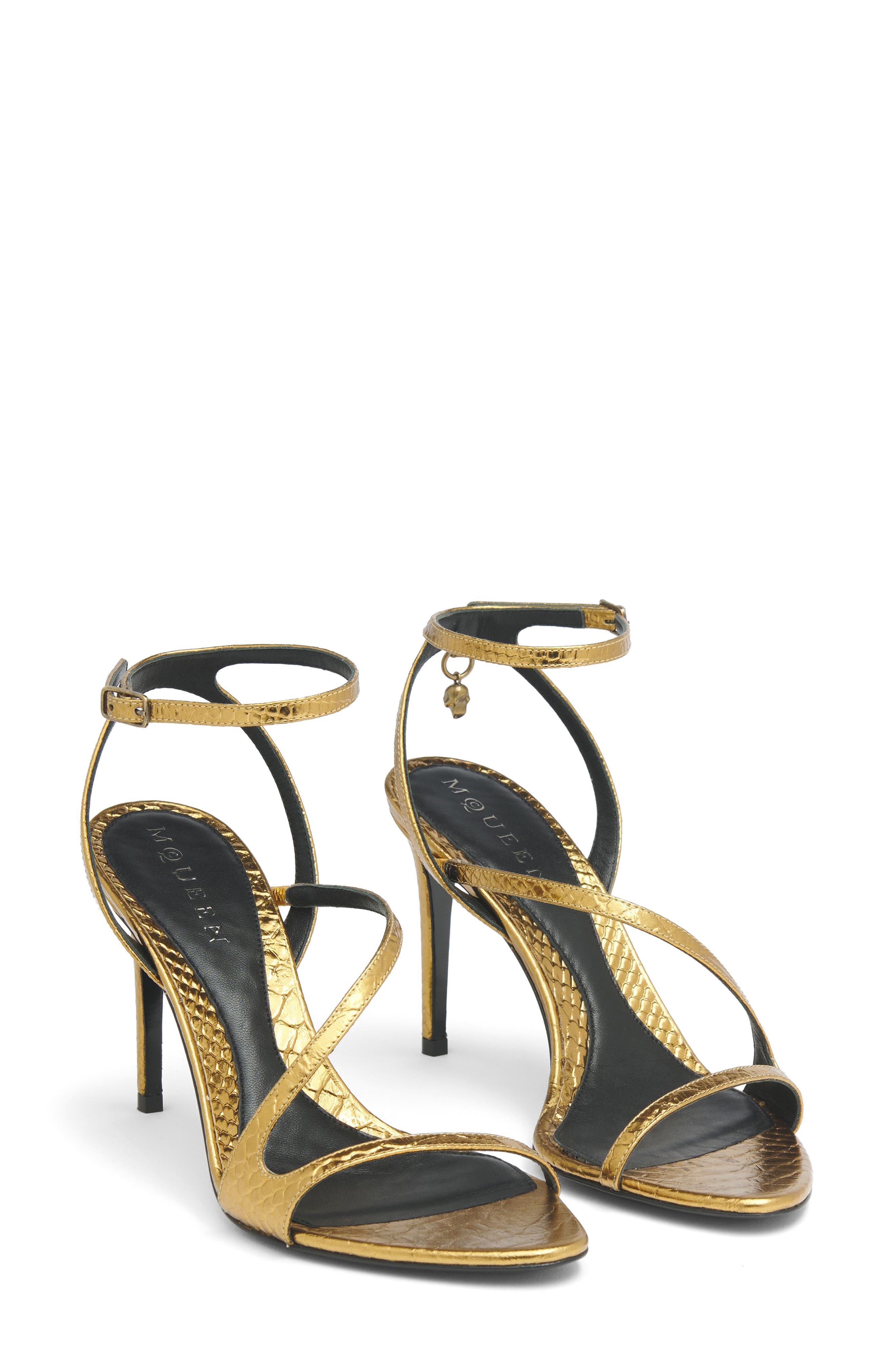 Skull Ankle Strap Sandal, Main, color, BRONZE