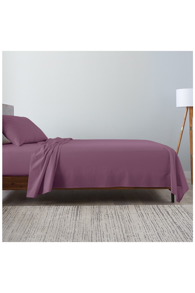 Ella Jayne Brushed Microfiber 4-Piece Sheet Set, Alternate, color, EGGPLANT