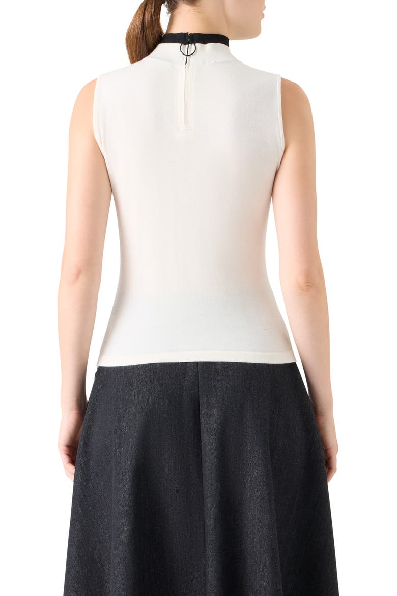 Sleeveless Mock Neck Virgin Wool Sweater, Alternate, color, CREAM-BLACK