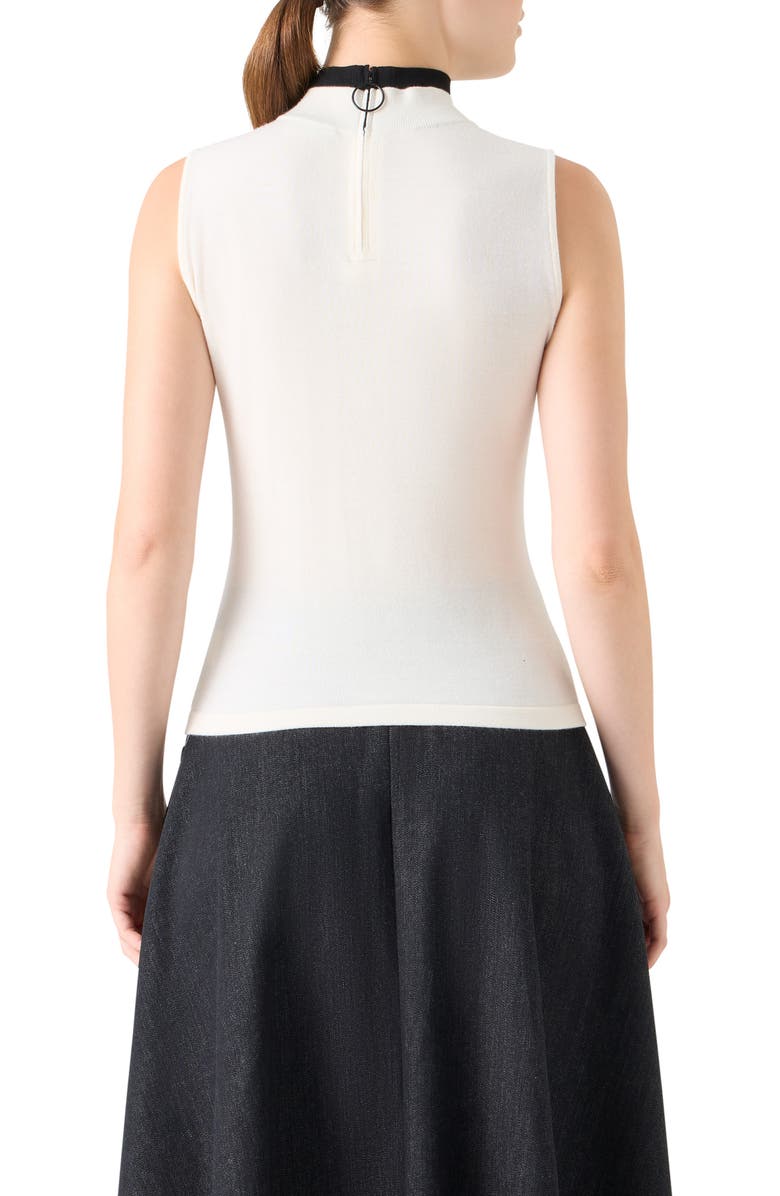 Akris punto Sleeveless Mock Neck Virgin Wool Sweater, Alternate, color, Cream-Black