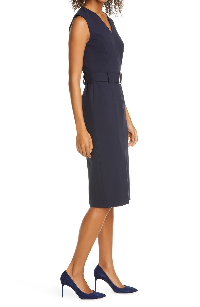 BOSS Dadorina Belted Front Slit Sheath Dress, Alternate, color, 