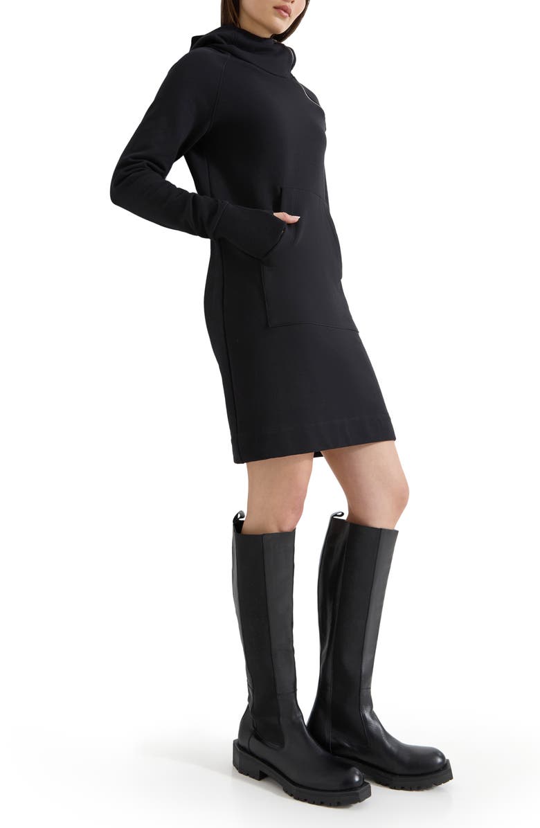 Marcella Tompkins Long Sleeve Hoodie Dress, Alternate, color, Black