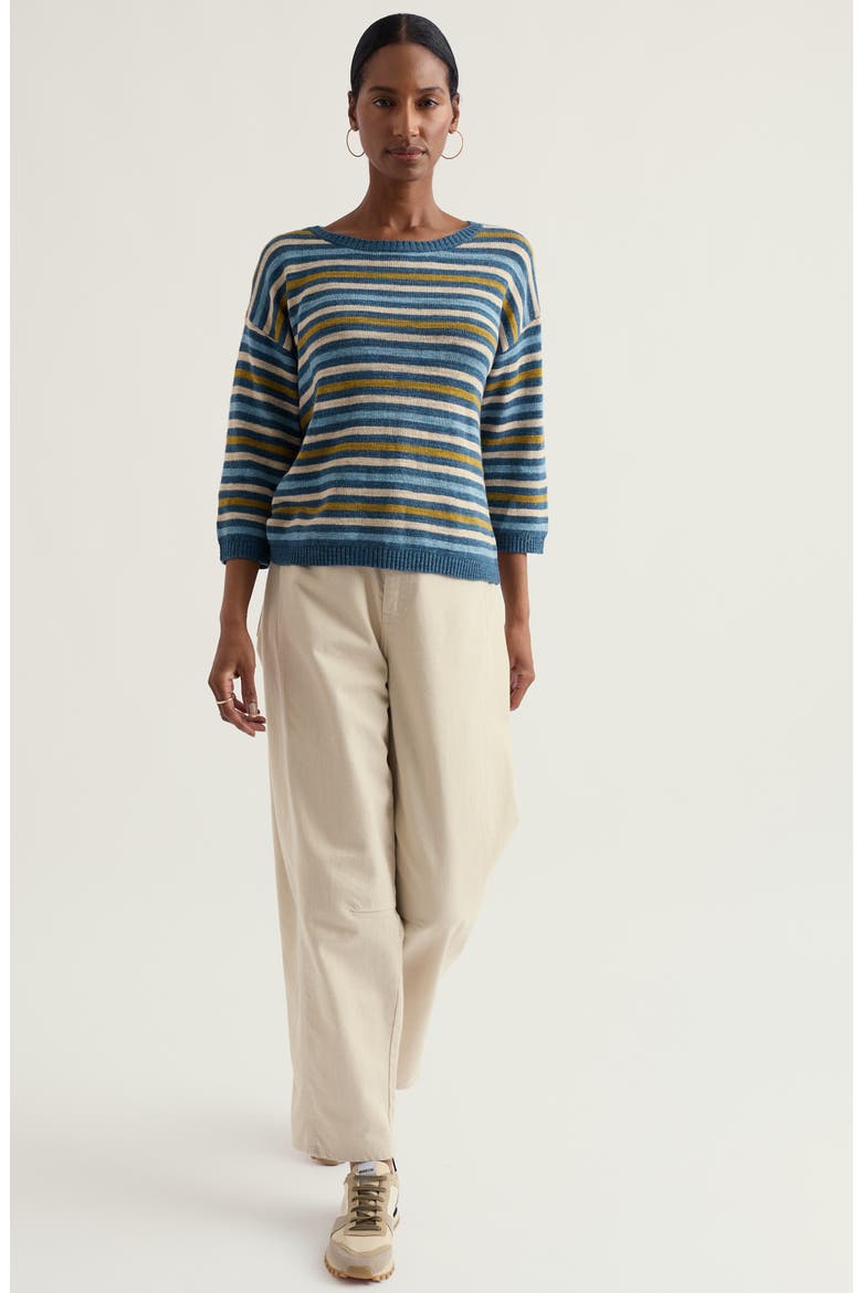 Knavock Stripe Organic Cotton & Linen Sweater, Alternate, color, MINI CORNISH DUSK