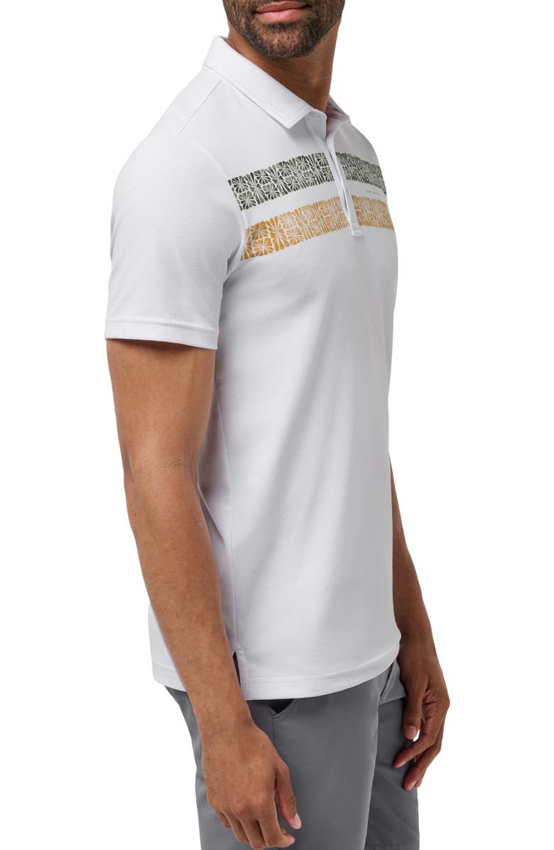 TravisMathew Perfect Memory Chest Stripe Cotton Blend Piqué Polo, Alternate, color, White