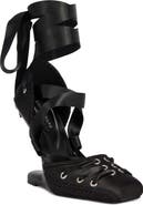 AZALEA WANG Pirouette Lace Up Wedge Sandal