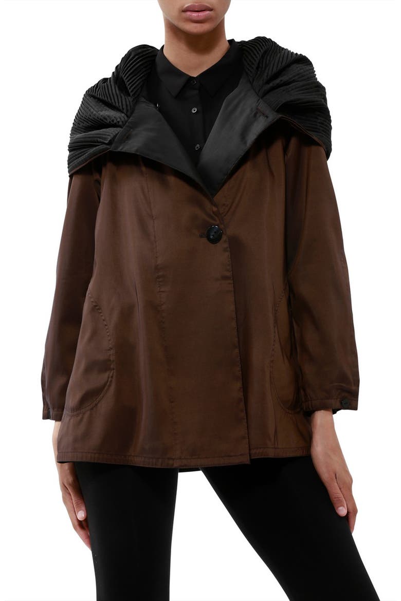Mini Donatella Reversible Hooded Raincoat, Main, color, BROWN BLACK