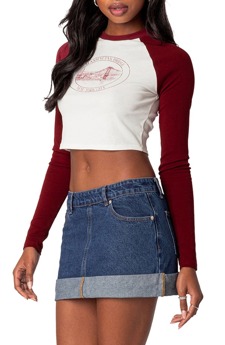 EDIKTED Manhattan Long Sleeve Cotton Graphic T-Shirt, Alternate, color,