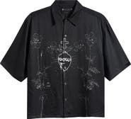 AllSaints Fleur Graphic Short Sleeve Button-Up Shirt