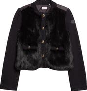 Moncler Mixed Media Alpaca & Wool Blend & Faux Fur Puffer Cardigan