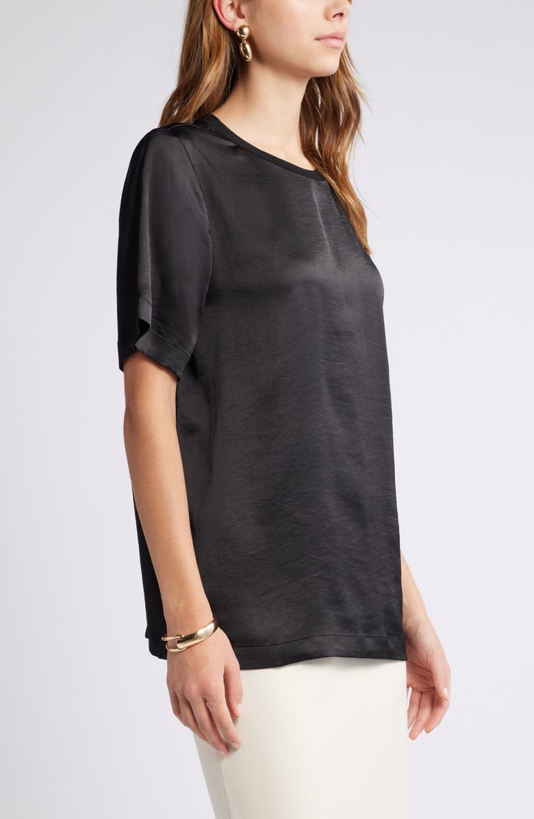 Open Edit Crewneck Satin T-Shirt, Alternate, color, 