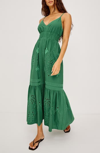 slimming maxi dress Elegant Tiered Long Sleeve Maxi Dress Emerald / XL