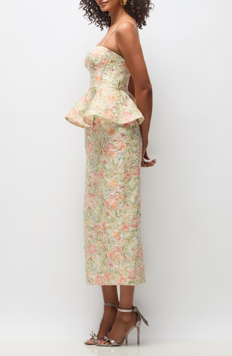 Dessy Collection Saylor Floral Embroidered Peplum Dress, Alternate, color, Wildflower Multi