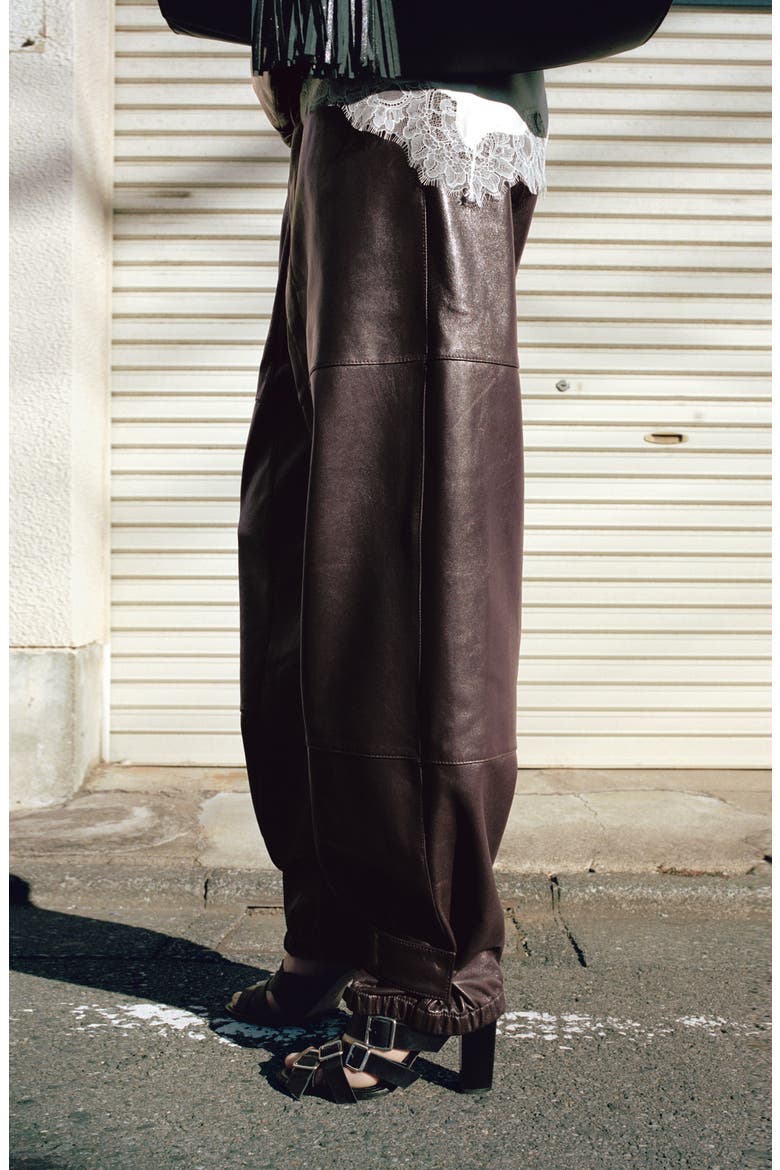 Button Hem Leather Pants, Alternate, color, BURGUNDY