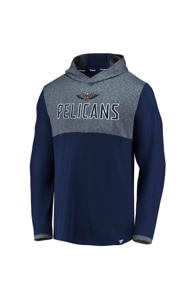 FANATICS Men's Fanatics Branded Navy New Orleans Pelicans Iconic Stealth Marble Blocked Pullover Hoodie, Alternate, color,