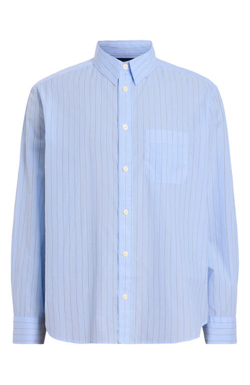 Allsaints Marcel Stripe Long Sleeve Button-up Shirt In Willow Blue