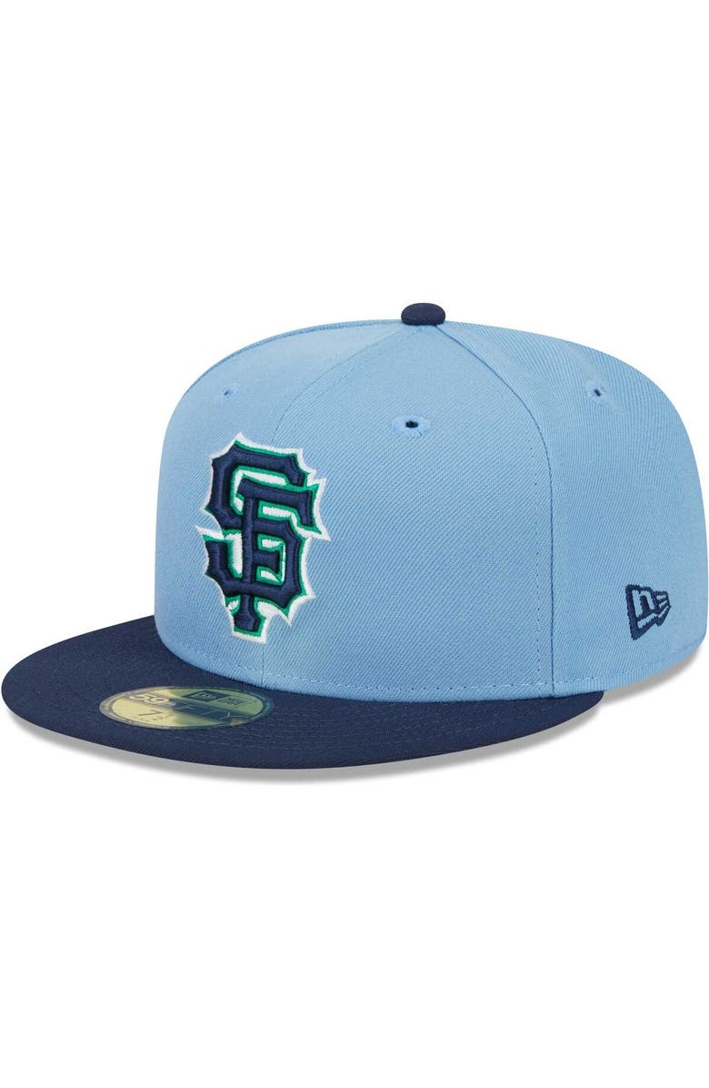 New Era Men's New Era Light Blue/Navy San Francisco Giants Green Undervisor 59FIFTY Fitted Hat, Alternate, color, 