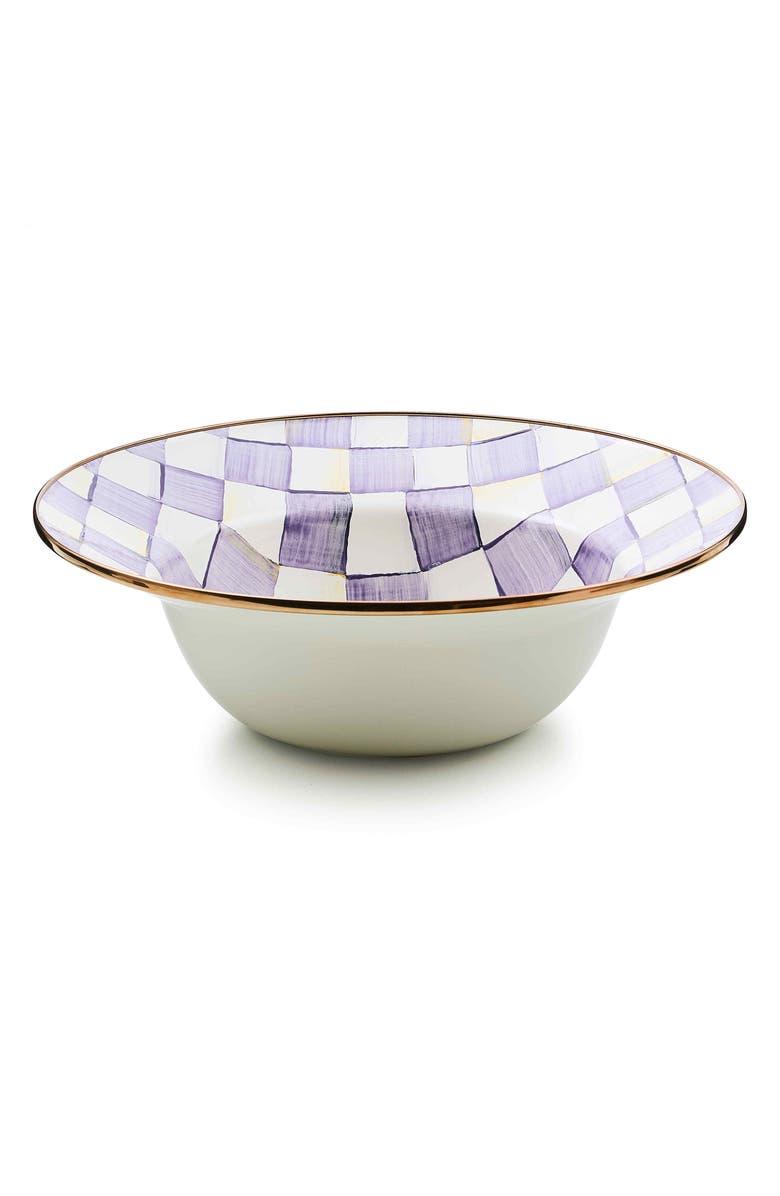 MACKENZIE CHILDS Violet Check Enamel Serving Bowl, Main, color, Violet