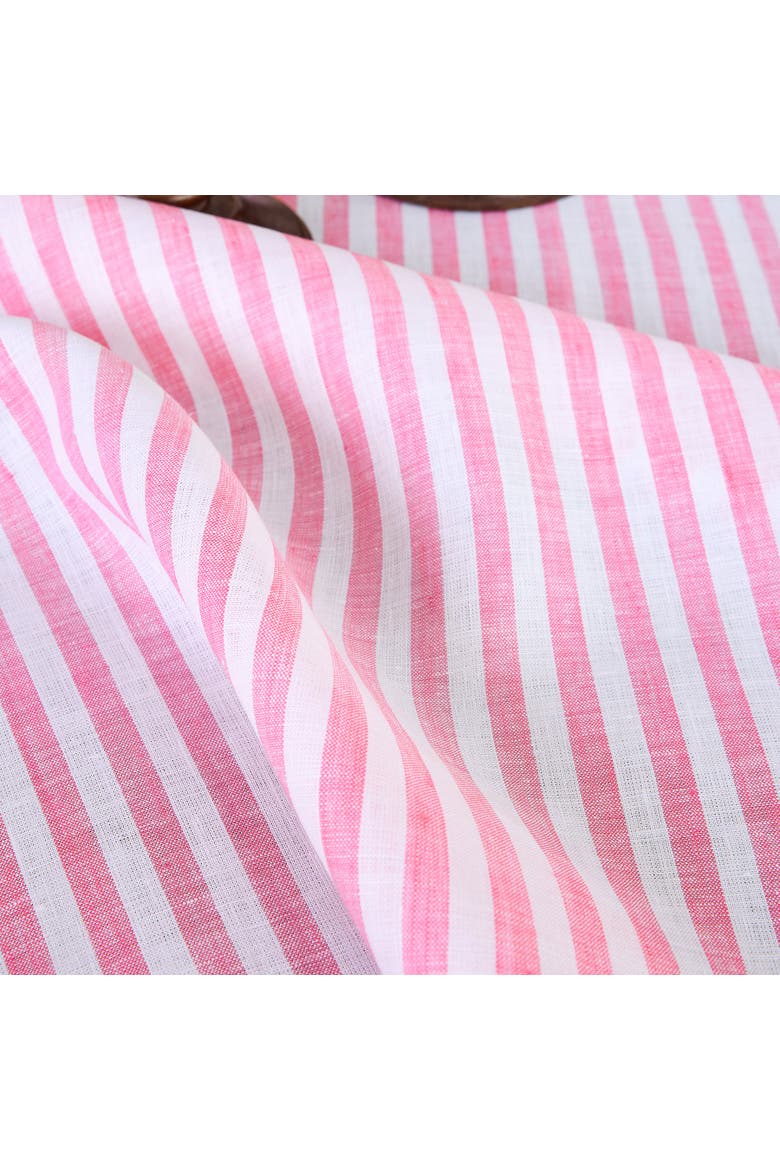 Linen Table Runner - Amalfi Stripe, Alternate, color, Pink and White