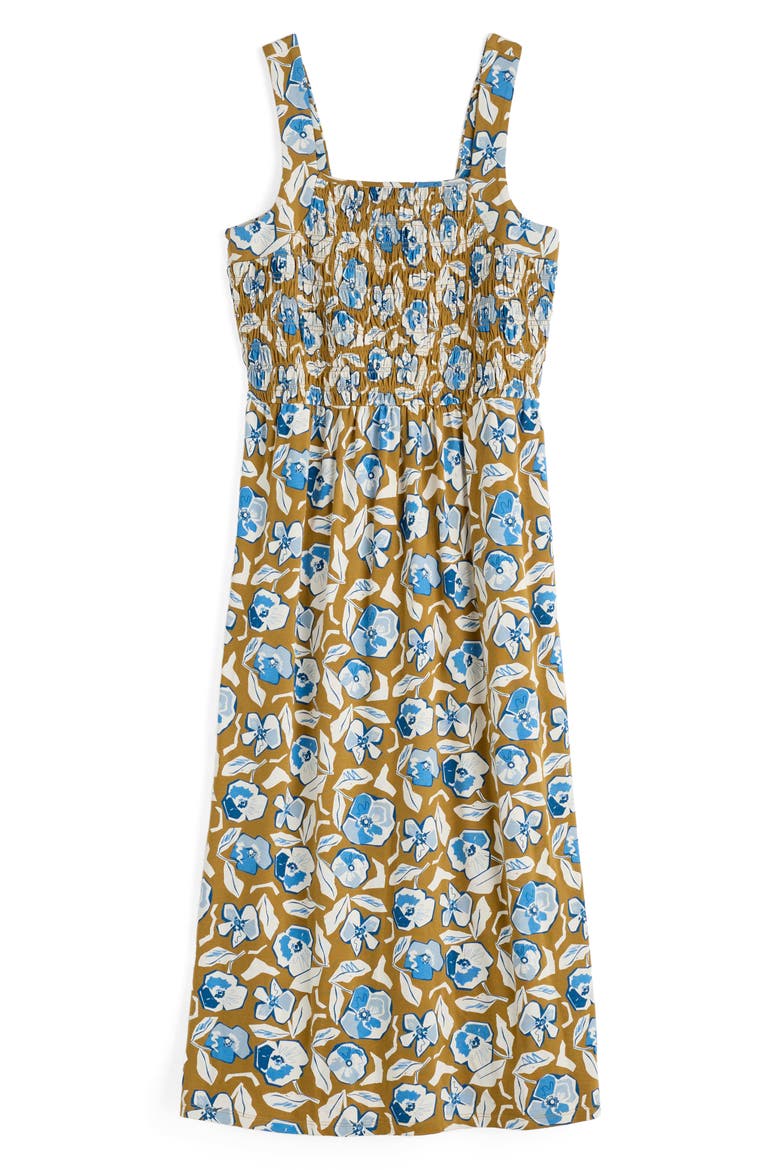 Summer Buoy Smocked Organic Cotton Sundress, Alternate, color, SKETCHBOOK POPPIES PEAR