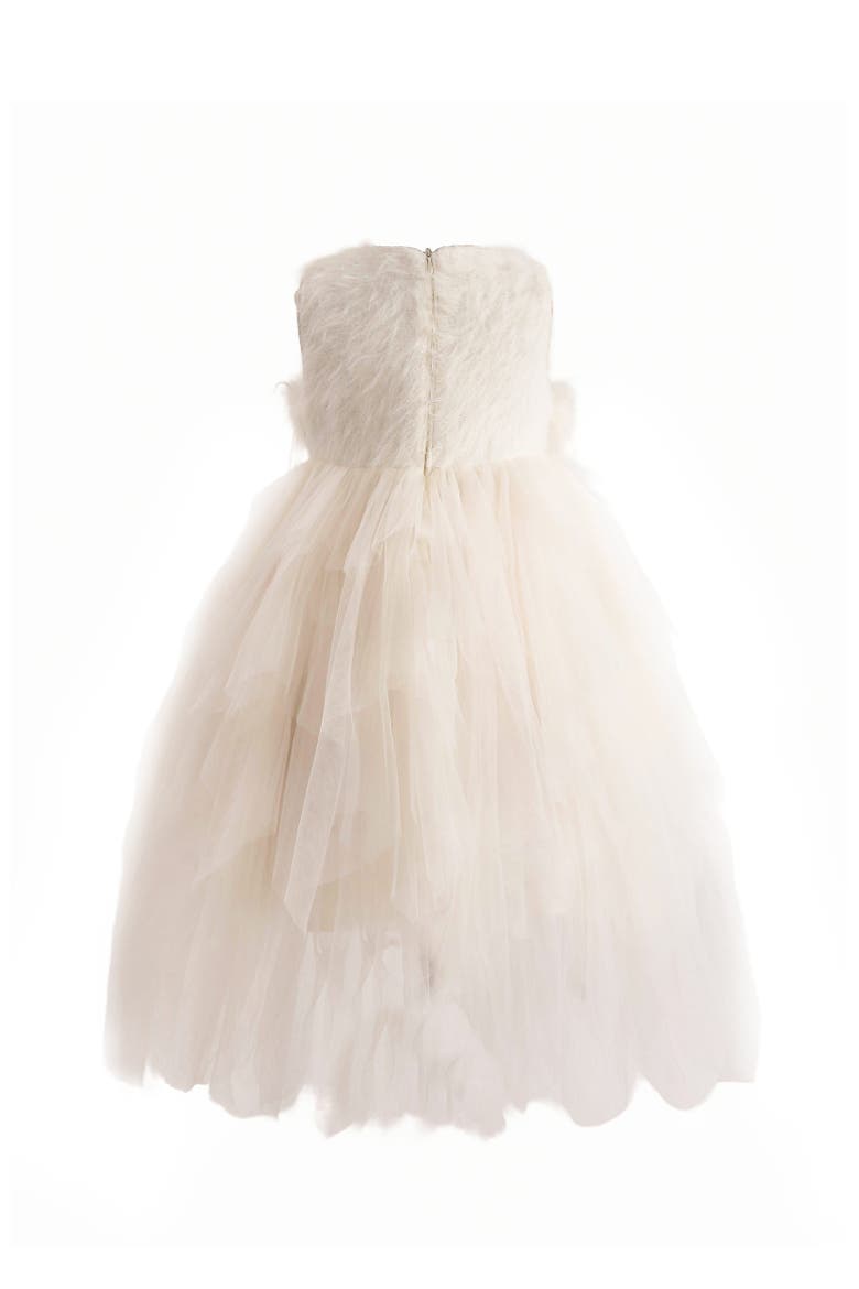 Feathered Tulle Party Dress, Alternate, color, Cream