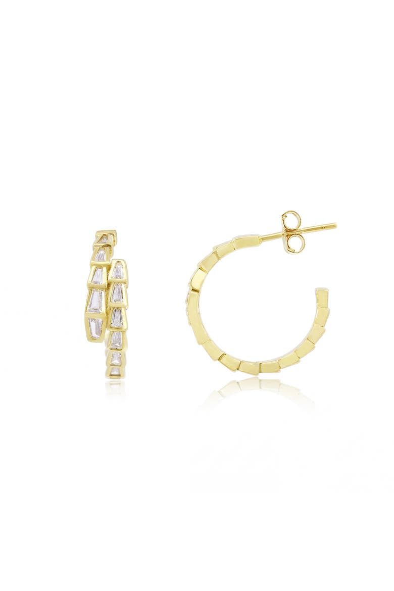CZ Snake Hoop Earrings, Main, color, Gold-Plated Sterling Silver