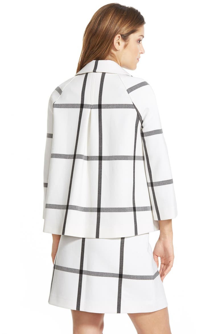 Double Breasted Raglan Sleeve Jacket, Alternate, color, IVORY- BLACK WINDOWPANE