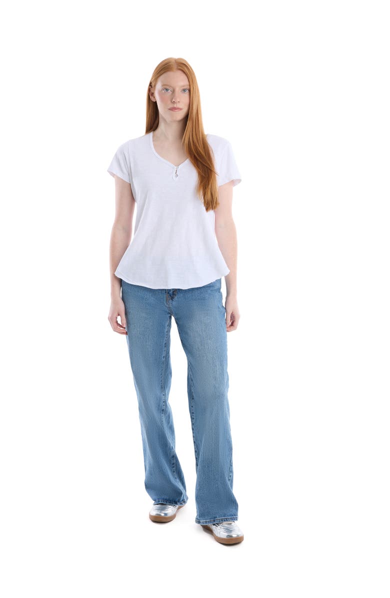 Wilt V-Neck Henley Short Sleeve Tee, Alternate, color, White