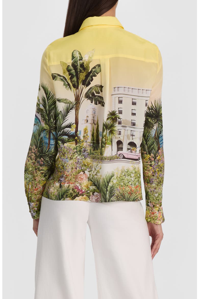 Willa Print Silk Button-Up Shirt, Alternate, color, PURE PARADISE