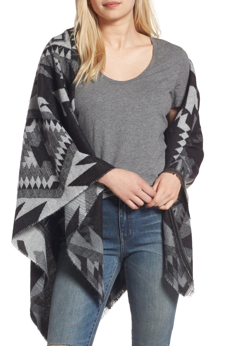 Geo Pattern Square Scarf, Main, color, BLACK