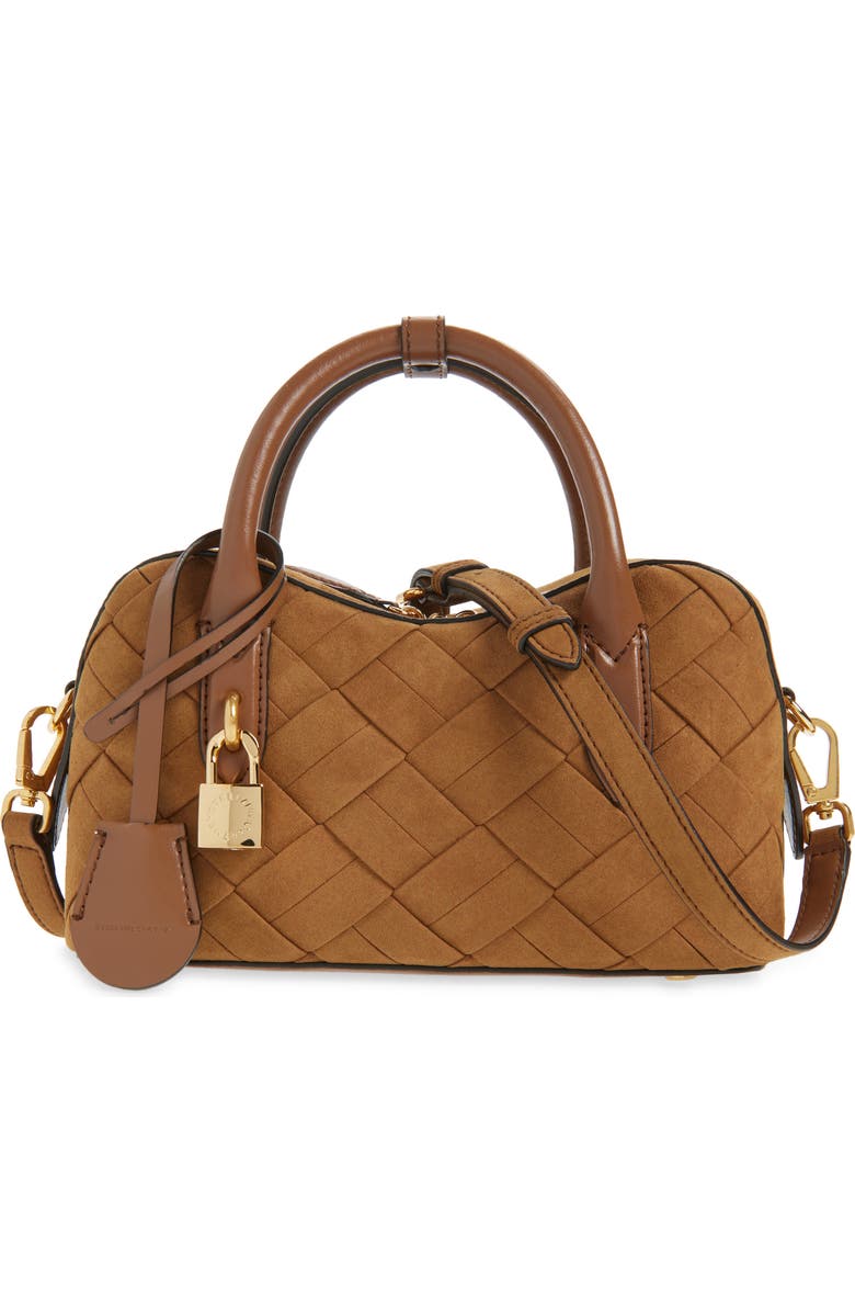 Stella McCartney Small Ryder Woven Bag, Main, color, Brandy