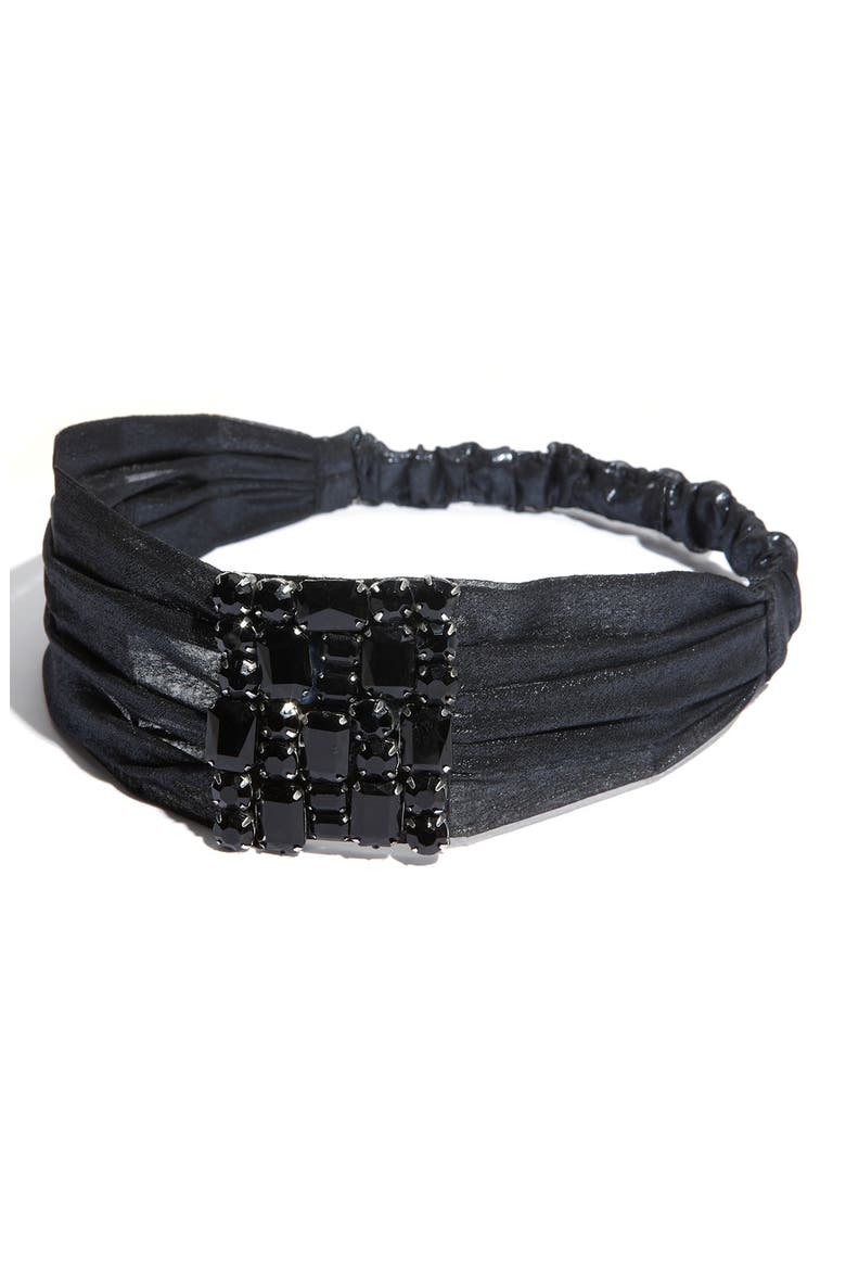 'Metallic Memories' Head Wrap, Main, color, BLACK