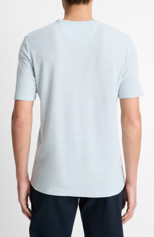 Vince Stripe Pima Cotton Piqué T-shirt In Playa Blue/natural
