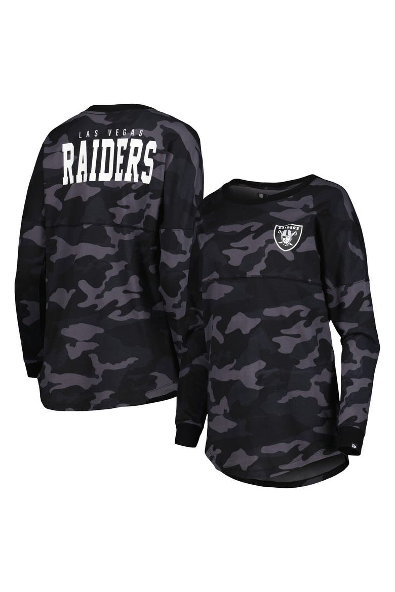 Women's New Era Black Las Vegas Raiders Camo Long Sleeve T-Shirt, Main, color, Black