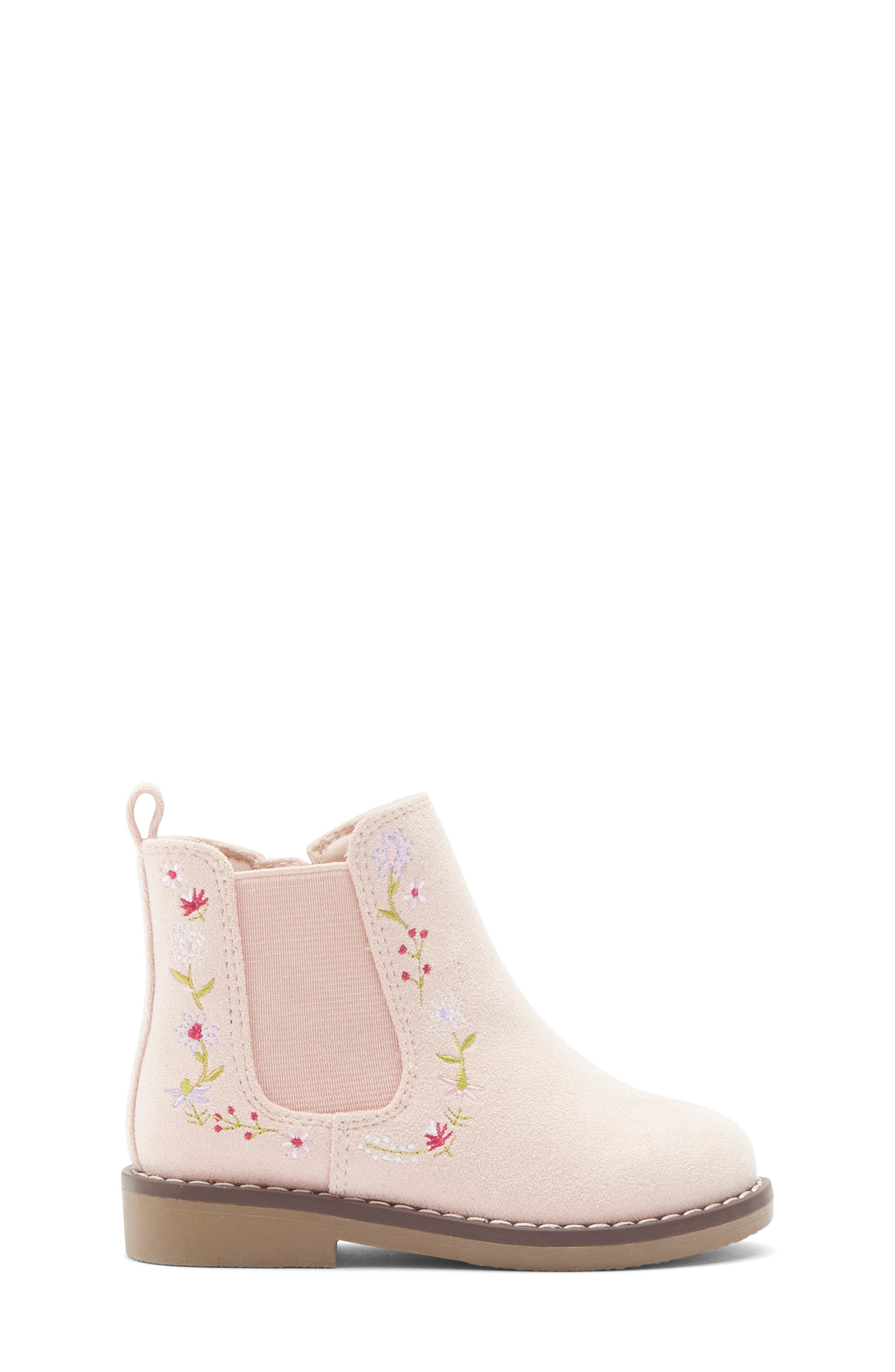 Kids' Caite Embroidered Short Boot, Alternate, color, PINK BLUSH