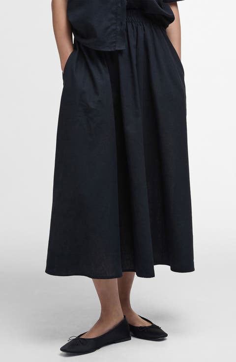 Elsie Cotton & Linen Midi Skirt