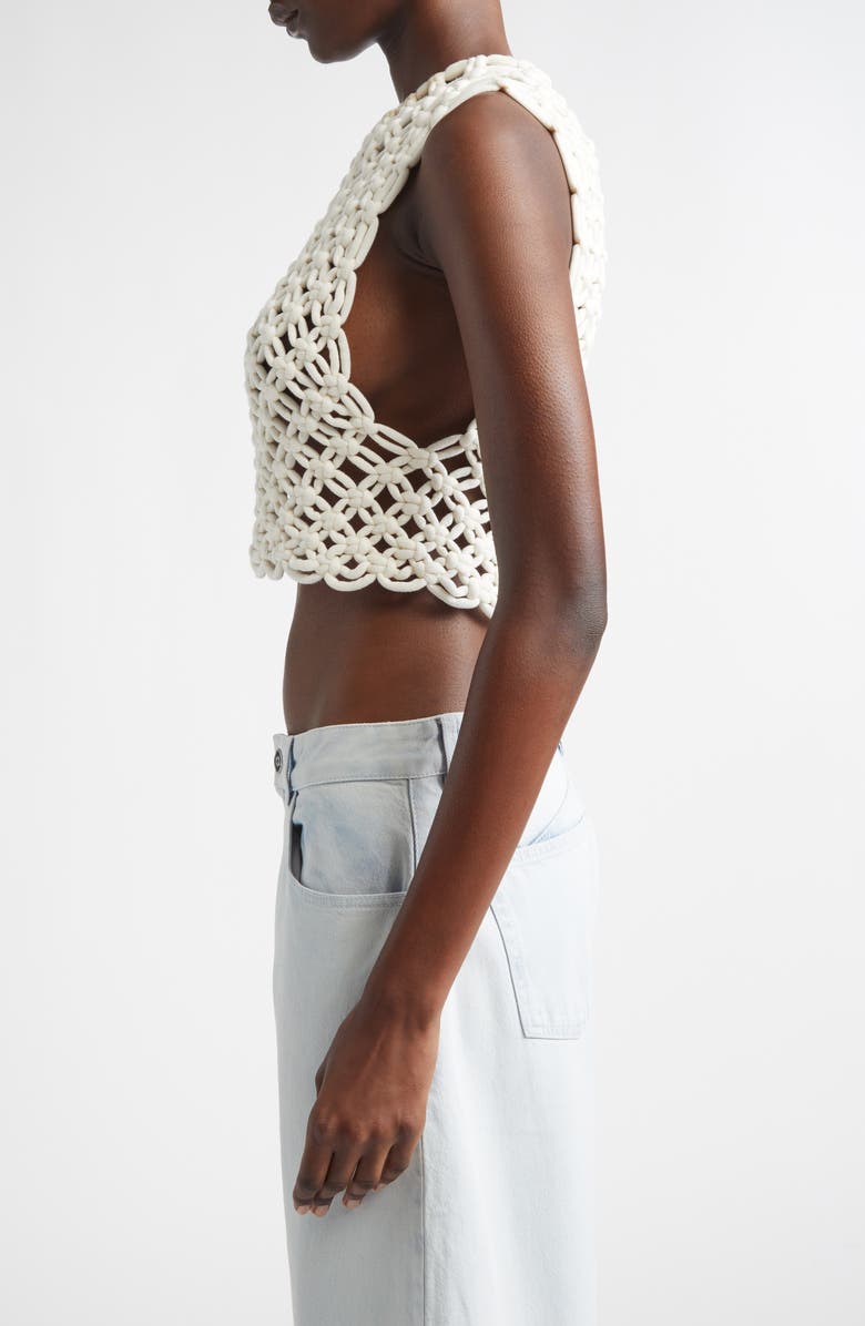 Alaïa Macramé Crop Top, Alternate, color, Blanc Naturel