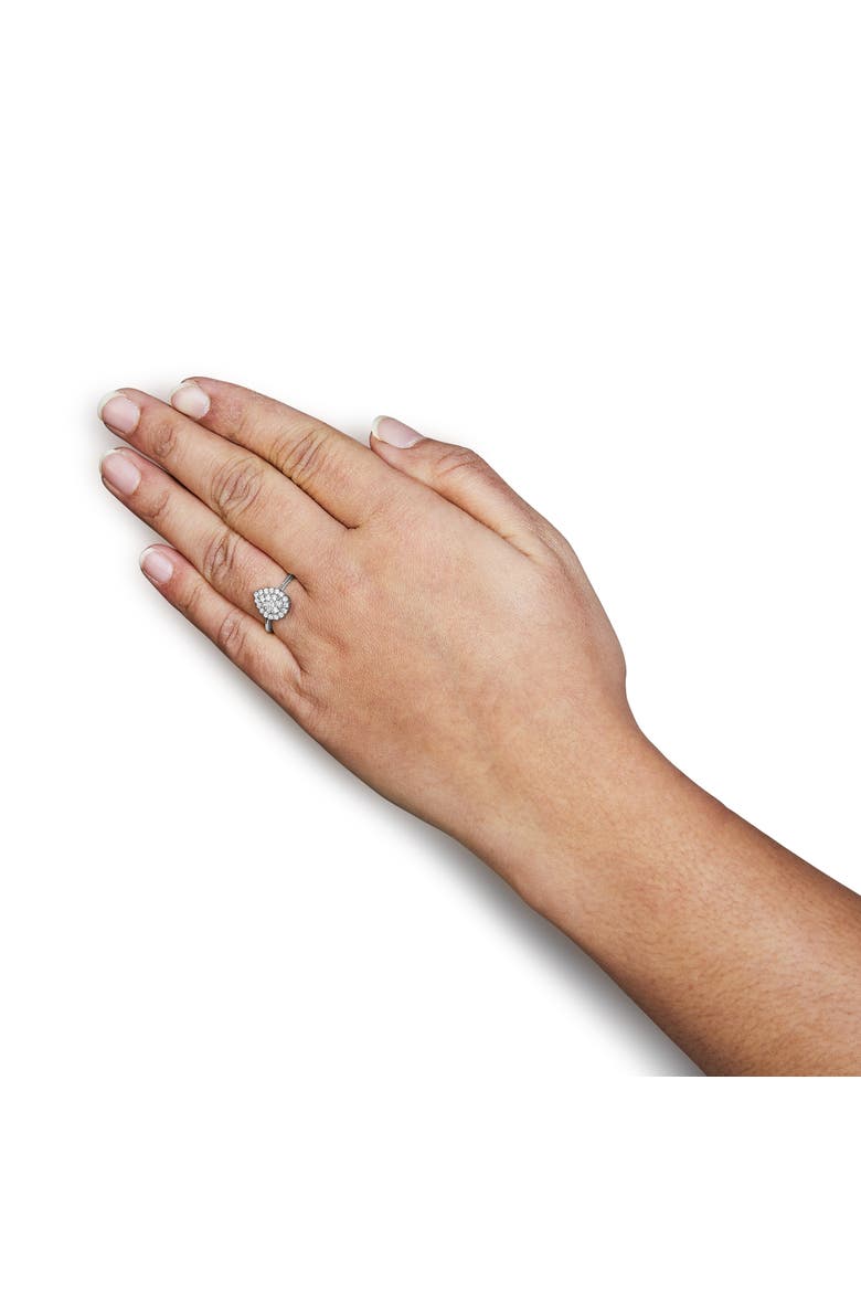 10K White Gold 3/8 Cttw Round-Cut Lab Grown Diamond Cluster Pear Promise Ring, Alternate, color, White