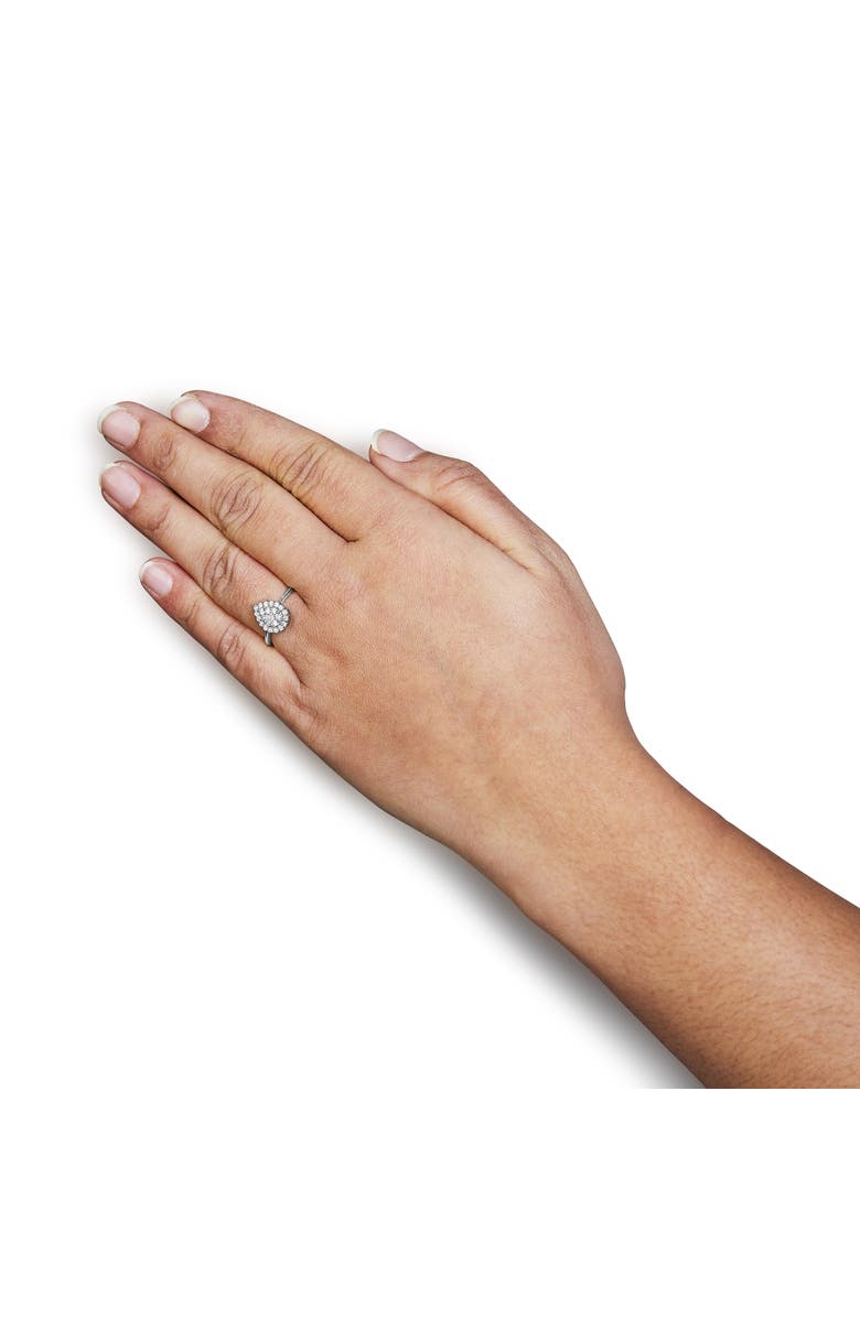 Haus of Brilliance Silver 3/8 Cttw Lab Grown Diamond Cluster and Halo Pear Promise Ring, Alternate, color, White