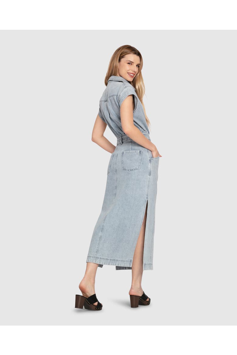 Sundown Denim Midi Shirt Dress, Alternate, color, Stonewash