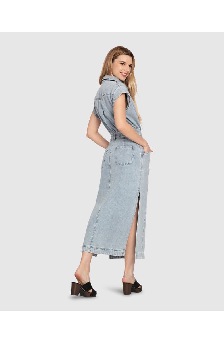 Belle & Bloom Sundown Denim Midi Shirt Dress, Alternate, color, Stonewash
