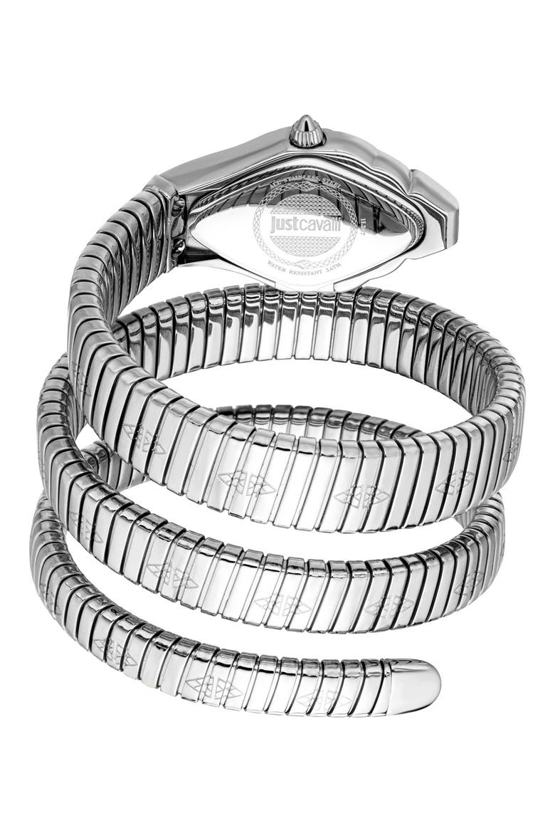 Coiled Snake Bracelet Watch, 22mm x 36.5mm, Alternate, color, SILVER