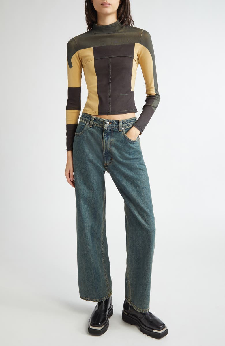 Eckhaus Latta Lapped Rib Turtleneck Crop Top, Alternate, color, 
